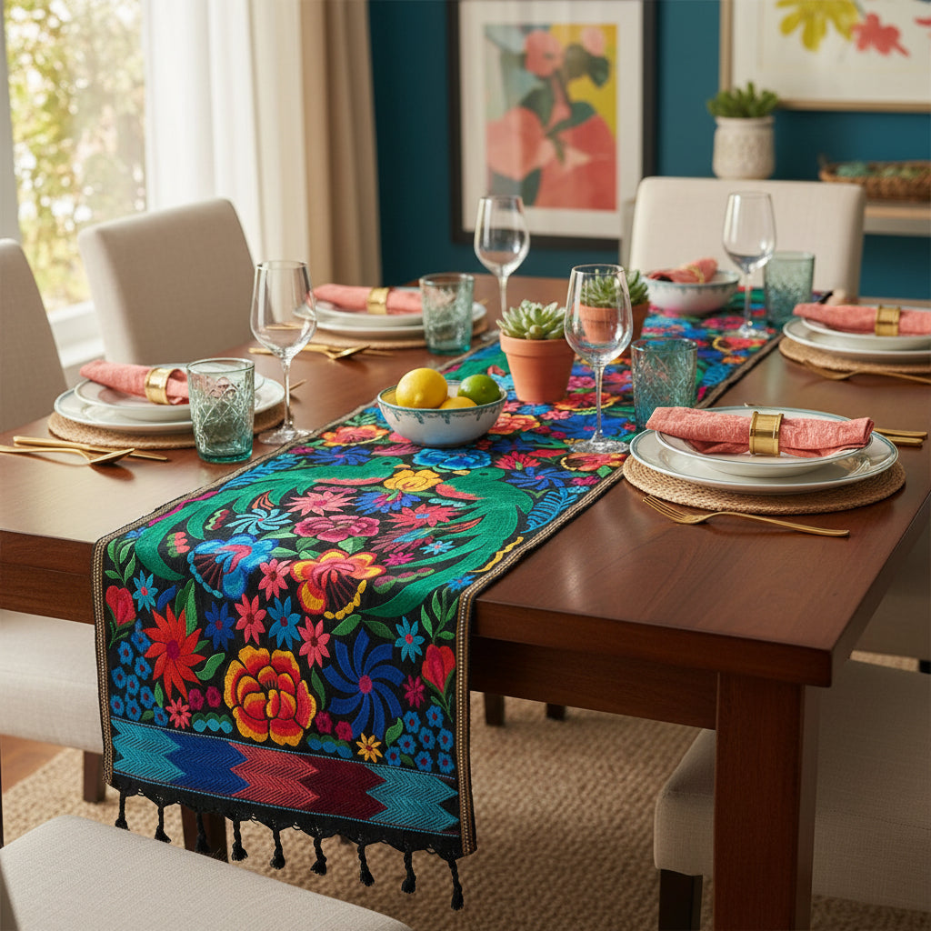 Resplendent Quetzals Table Runner - Handwoven 50